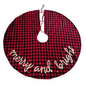 Christmas Tree Skirt 53in Xmas Tree Skirt Red Black Buffalo Plaid Reversible